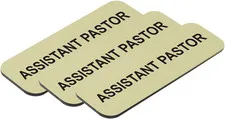 Assistant Pastor 1 X 3" Name Tag, Brushed Gold (3 Pack)