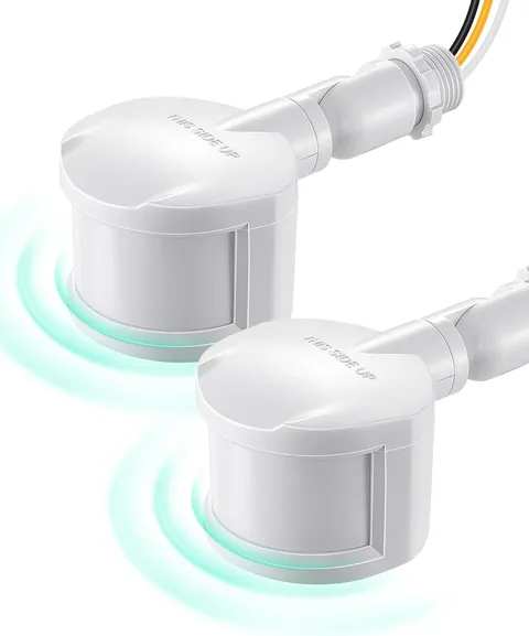 2 Pack 180° Motion Sensor, Adjustable Time/Range to 60FT, White | 3 Modes, Repla