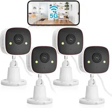 2K Wifi Security Camera Indoor/Outdoor, Plug-In Home Surveillance Cam with Color