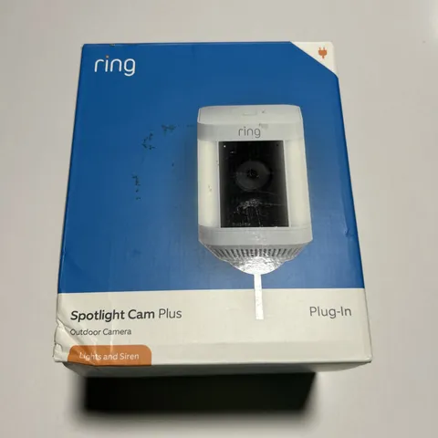 Ring Spotlight Cam Plus Plug-In White  Outdoor/Indoor Camera Brand New Sealed.