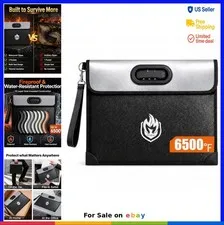 Fireproof Document Bag 2 Pocket Lock 6500F Waterproof Combination Lock Money