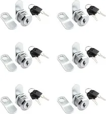 6 Pack Cabinet Cam Lock, 3/4 Inch With Keys, Cylinder Chrome Finish Replaceme