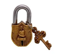Antique Handcrafted Brass Mahadev Shivling Padlock with Working Keys