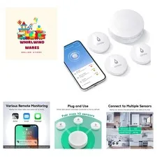 WiFi Water Leak Detector, 3 Pack Water Sensors with 100dB Adjustable Alarm, L...