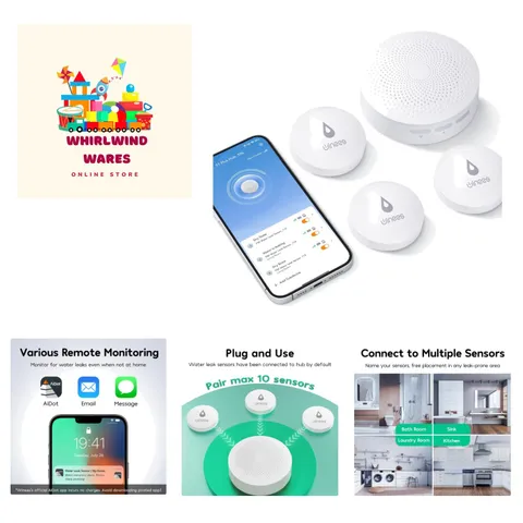 WiFi Water Leak Detector, 3 Pack Water Sensors with 100dB Adjustable Alarm, L...