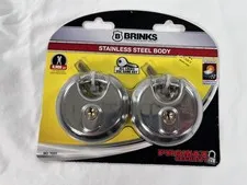 Brinks Stainless Steel 70mm Keyed Discus Padlock with 5/8in Shackle, 2 pack