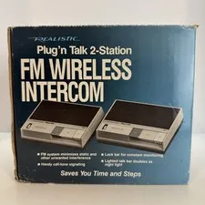 Vintage Realistic Plug'n Talk 2-Station FM Wireless Intercom Boxed Set
