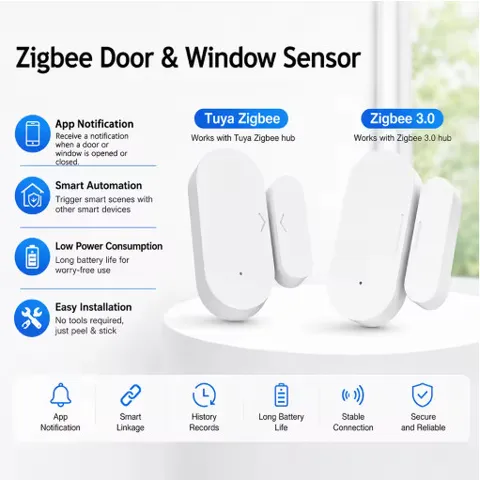UZ-5D Zigbee Door Window Sensor Smart Home Alarm Compatible HomeAssistant