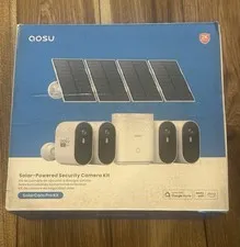 NEW AOSU Solar-Powered Security Camera Kit - 4 Pack - SolarCam Pro Kit in White