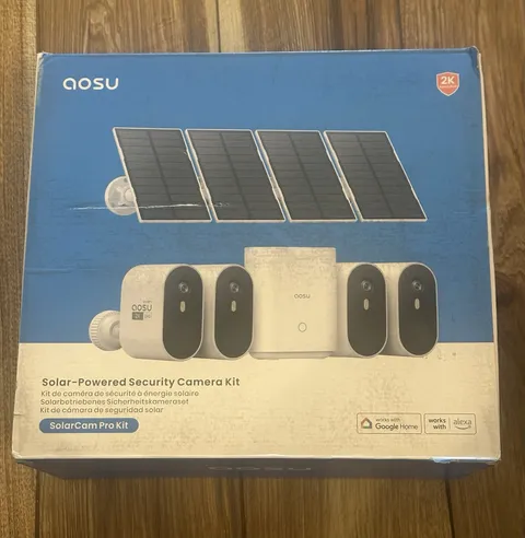 NEW AOSU Solar-Powered Security Camera Kit - 4 Pack - SolarCam Pro Kit in White