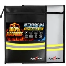 Fireproof Waterproof Money Document Bag, 2pack 15" x 11"