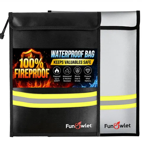 Fireproof Waterproof Money Document Bag, 2pack 15" x 11"