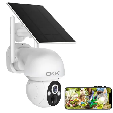 3K Solar Security Camera Wireless Outdoor, 360 Degree PTZ, PIR Motion Detecti...