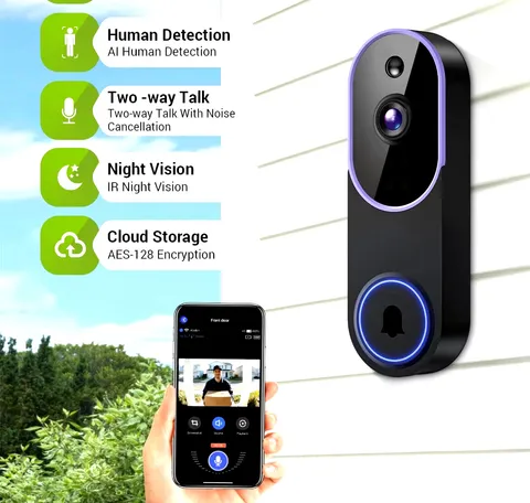 1080P Wireless Video Doorbell Camera AI Motion Detection Night Vision (GIFT DEEL