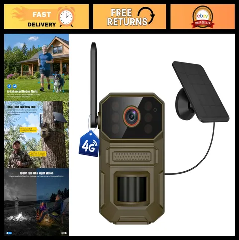 4G LTE Outdoor Security Camera 1080p, Motion Detection, Night Vision, 2-Way Audi