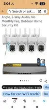 OOSSXX 4-Camera 5MP Wi-Fi Security System 2TB, Outdoor Pan/Tilt Night Vision