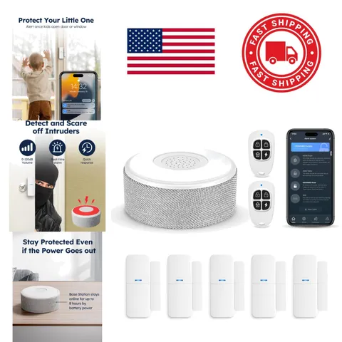 8 Piece Wireless Security System with App Notifications and Alexa Compatibility