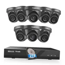 8 Channel Security Camera System PoE, 8X Wired IP Dome Turret 8-Packs 8CH Black