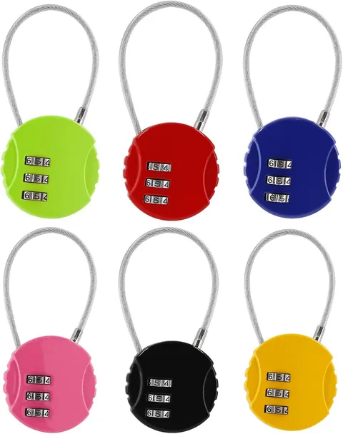 Litoexpe 6 Pcs Combination Lock, 3 Digit Outdoor Waterproof Padlock Code Lock Ca
