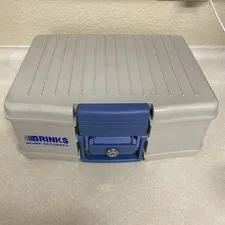 Brinks Home Security Lock Box Fire Safe Gray Blue with Handle NO KEY