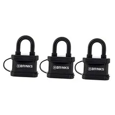 - 40mm Laminated Steel Weather Resistant Padlock, 3-Pack - Vinyl Wrapped and