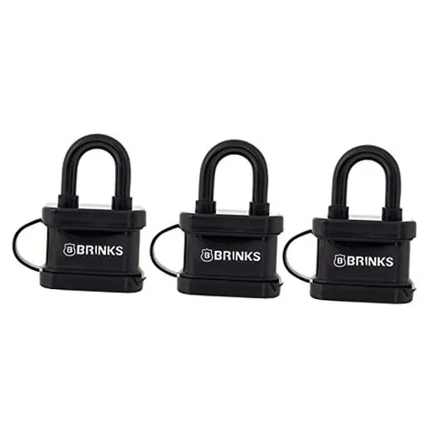 - 40mm Laminated Steel Weather Resistant Padlock, 3-Pack - Vinyl Wrapped and