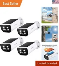 Smart Wireless Security Cameras 2K with Night Vision | 4-Pack with Solar Power