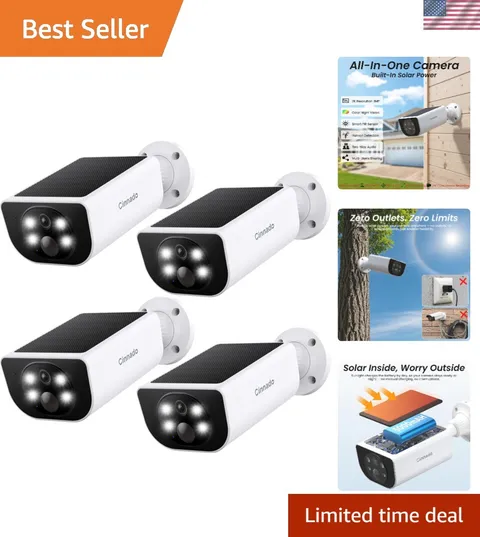 Smart Wireless Security Cameras 2K with Night Vision | 4-Pack with Solar Power