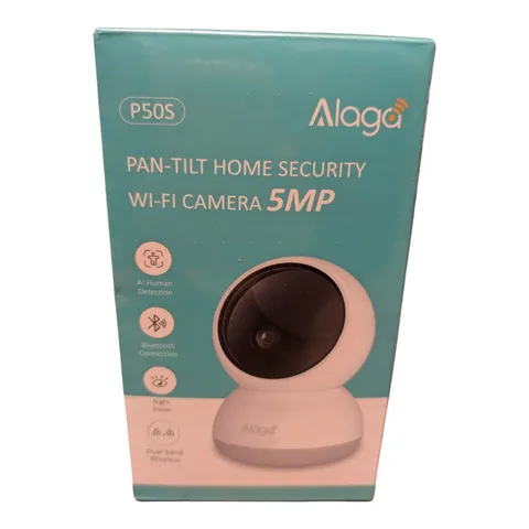 Alaga P50S Pan-Tilt Home Security Wi-Fi Camera 5MP AI Human Detection NIB