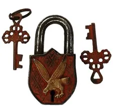 Eagle Shape Security Lock Antique Vintage Style Handmade Brass Padlock with Keys