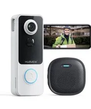 MUBVIEW Wireless Video Doorbell with Chime, 1080p, 2-Way