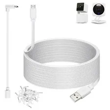 50ft Power Cable for Wyze Cam v4, Pan v3, OG, v3 and v3 Pro Gameras, White