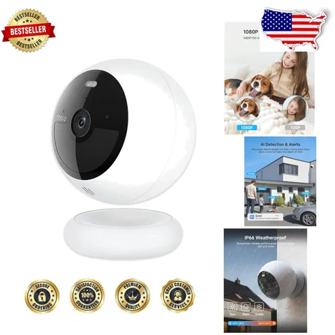 Magnetic Wireless Security Camera - 1080p Full Color Night Vision, AI Motion