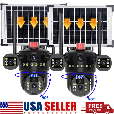 3 Lens Solar Battery Wireless WiFi Outdoor PTZ Home Security Camera System CCTV
