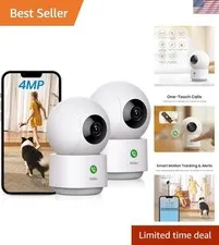 4MP Security Camera Indoor, 2.5K Baby Monitor Pet Camera 360° for Home Securi...