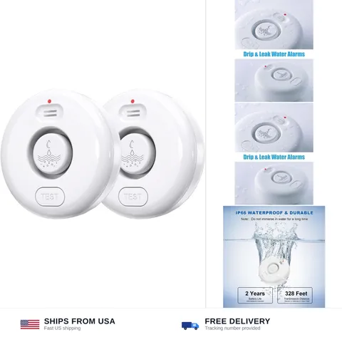 Water Leak Detectors for Home, 2Pcs WD71, 120dB Adjustable Water Leak Alarm f...