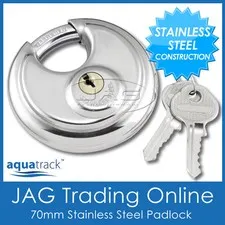 STAINLESS STEEL ROUND DISC SECURITY PADLOCK- Trailer/Hitch/Caravan/4x4/Boat Lock