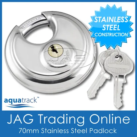 STAINLESS STEEL ROUND DISC SECURITY PADLOCK- Trailer/Hitch/Caravan/4x4/Boat Lock