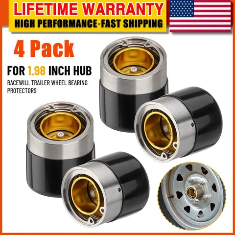 NEW 1.98" Trailer Wheel Bearing Protectors, Chromed Stainless 1.980 inch-4 Pack