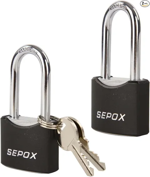 Twins 1-9/16" All-Weather Outdoor Padlocks Keyed Alike, Long Shackle,  2Pcs