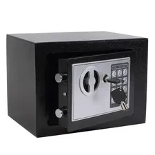 Yuanshikj Small Steel Security Safe Box with Keypad,Key;0.23 CuFt, Black