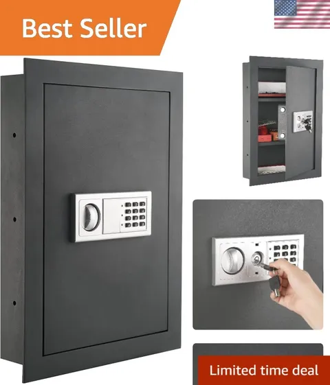 In-Wall Safe with Electronic Keypad and 2 Manual Override Keys - Protect Mone...