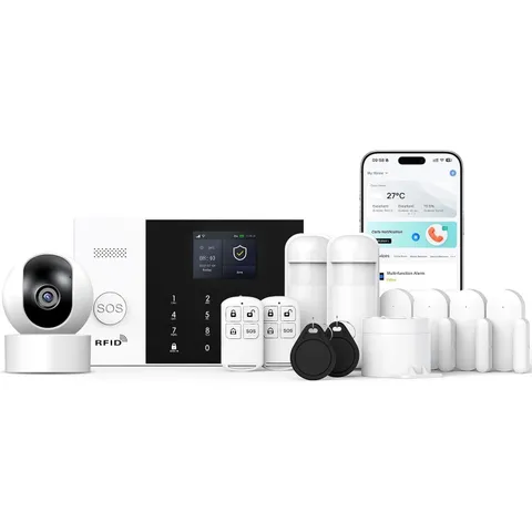 Wireless Alarm System with HD Security Camera,DIY 4G/WiFi Home Security Syste...