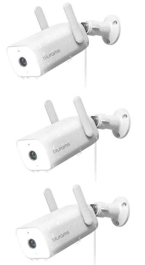 3pcs Blurams Outdoor Security Camera 3MP Night Vision, Two-Way Audio, Waterproof