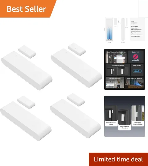 Tamper-Proof 4-Pack Zigbee Door/Window Contact Sensors for Easy Home Monitoring