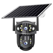 Dual-Lens Solar Security Cam – 4G/WiFi, Night Vision, PIR
