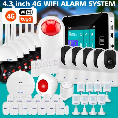 4G Anti-theft Alarms 4.3 Inch Touch Screen Home Alarm System WiFi GSM Tuya Smart