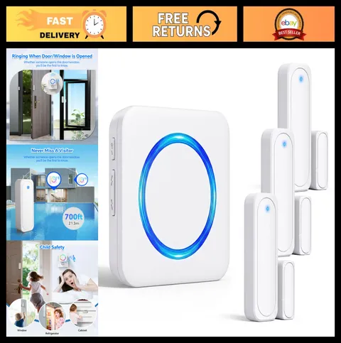 Wireless Door Chime Sensor Alarm - Door Open Alert, Home Security System