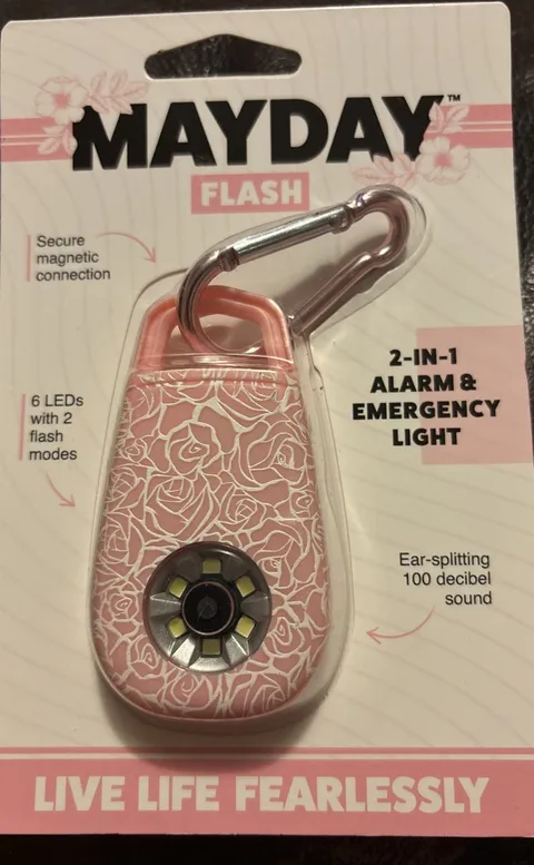 NEW Mayday 2 in 1 Alarm & Emergency Light PINK  LEAF PATTERN - SEALED