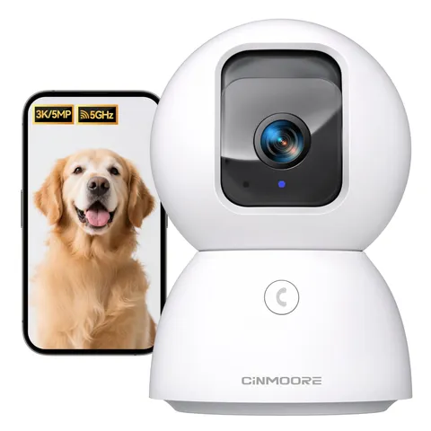 5G Security Camera Indoor, 3K Pet/Dog Camera with Speaker/Phone App, PTZ WiFi...